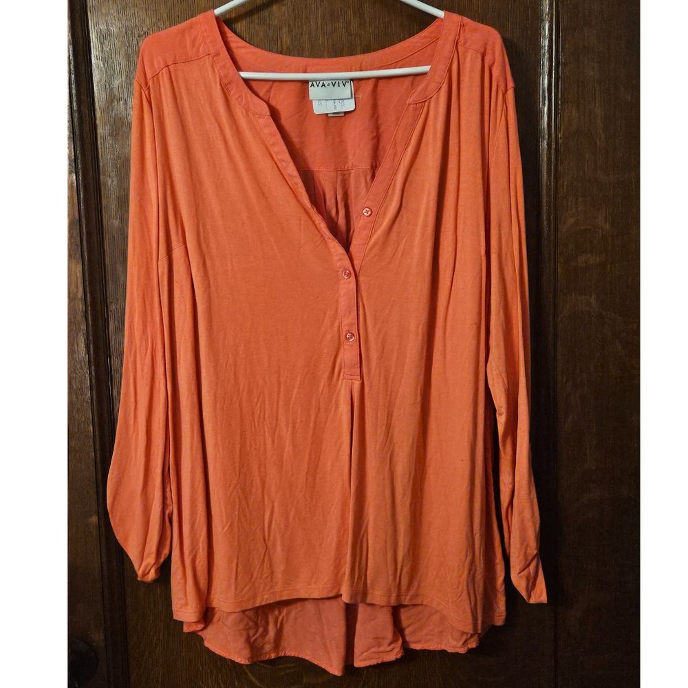 Ava Viv Pink 3/4 Length Plus Size Top